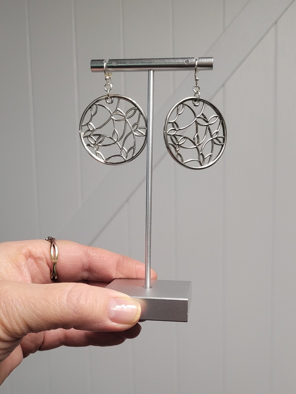 Hand Crafted Silver Filigree Round Drop Earrings - Picture 8 of 8